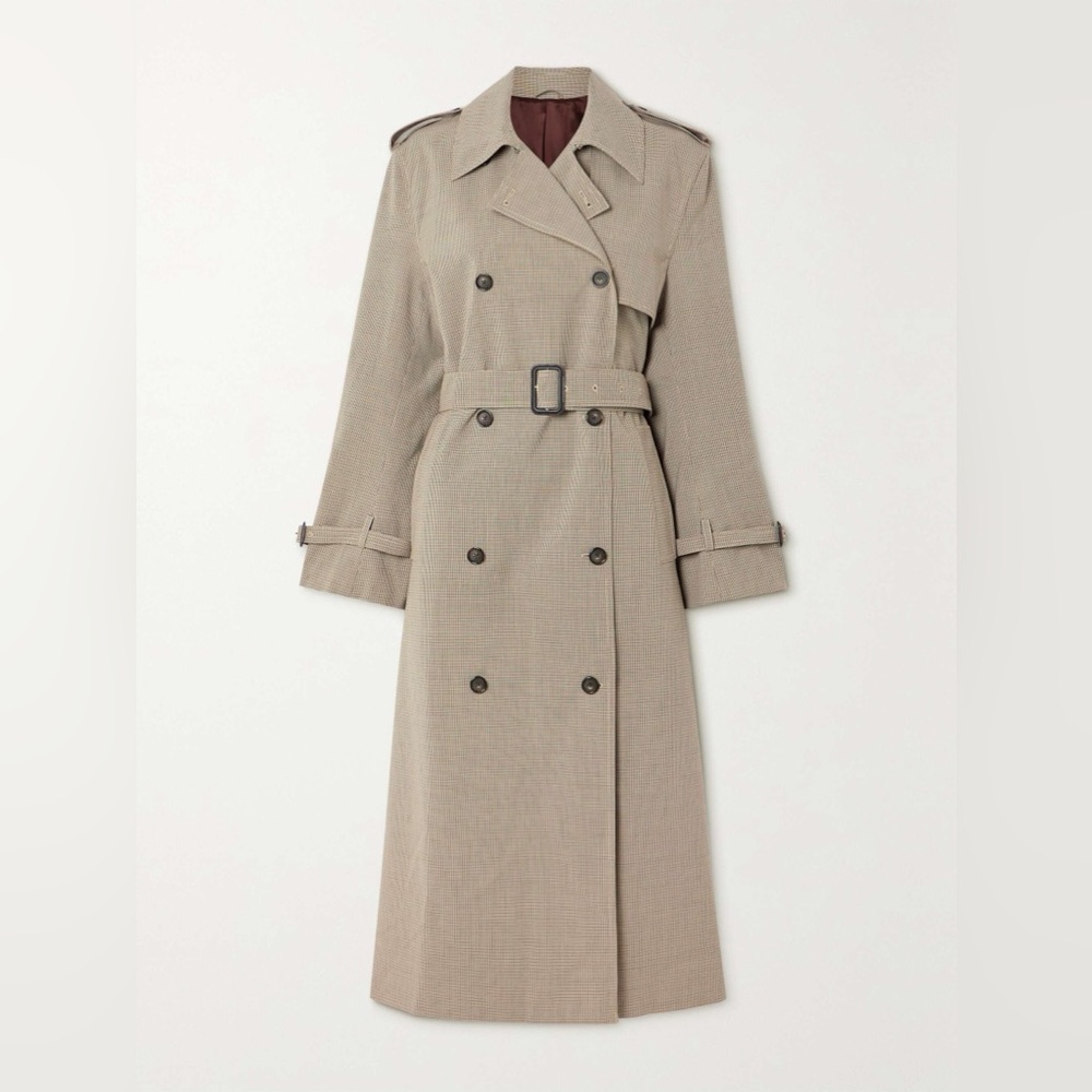 Burberrys Burberry Glen Plaid Trench Coat Wool Blend Belted Houndstooth